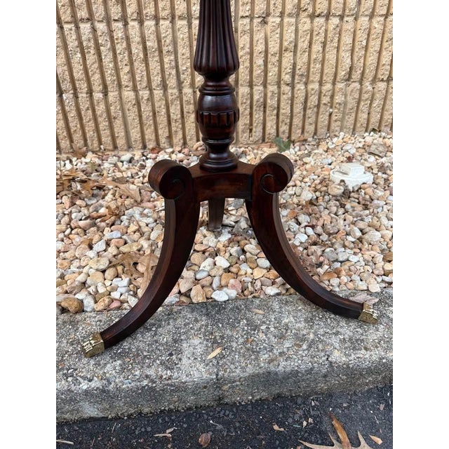 Early 20th Century Antique George III Style Mahogany Pedestal Scalloped Edge Round Drum Side Table For Sale - Image 5 of 10