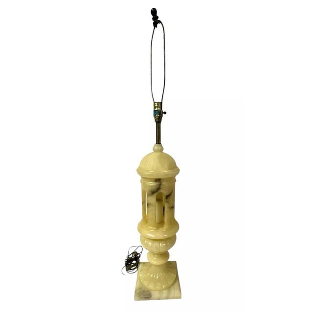Beautiful large, vintage, Safran & Glucksman Sculpted Alabaster Marble Table Lamp. This is a nice heavy piece with...