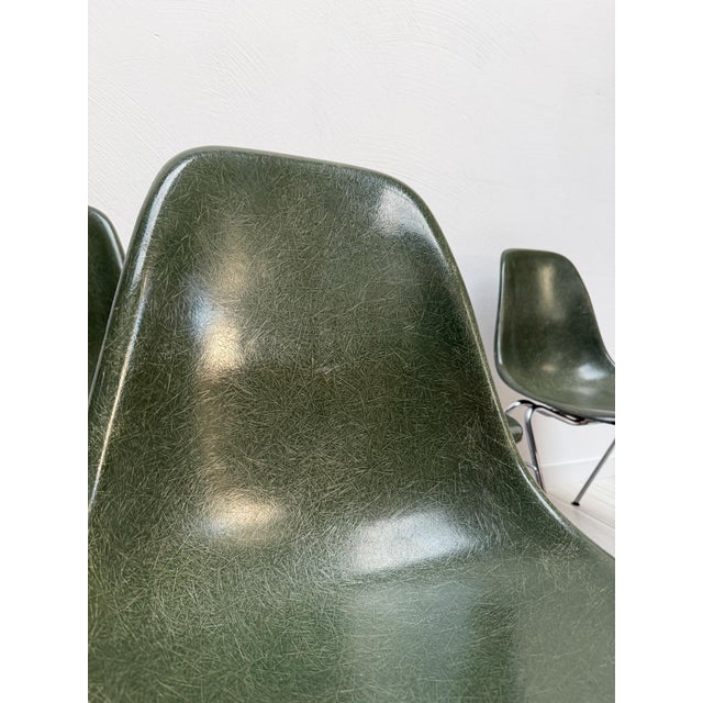 Metal Vintage Olive Green Dark Fiberglass Side Chair by Charles & Ray Eames for Herman Miller, 1970s For Sale - Image 7 of 10