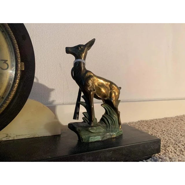 Metal Art Deco Marble, Bronze and Brass Clock on a Chest of Drawers, 1930s For Sale - Image 7 of 11