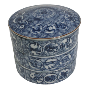 Vintage Japanese Blue and White Porcelain Stack Box