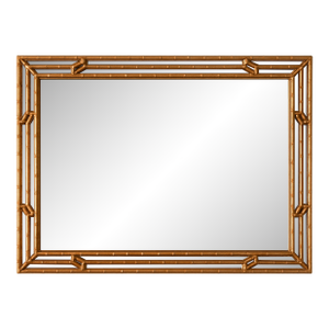 Mid 20th Century Vintage Gold Hollywood Regency Faux Bamboo Giltwood Wall Mirror
