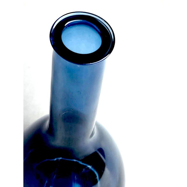 Blue 1960's Holmegaard Long Neck Decanter/Vase For Sale - Image 8 of 10
