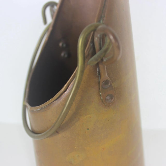 Metal Vintage Tall Copper Coal Scuttle With Brass Handle and Paw Foot Details For Sale - Image 7 of 10
