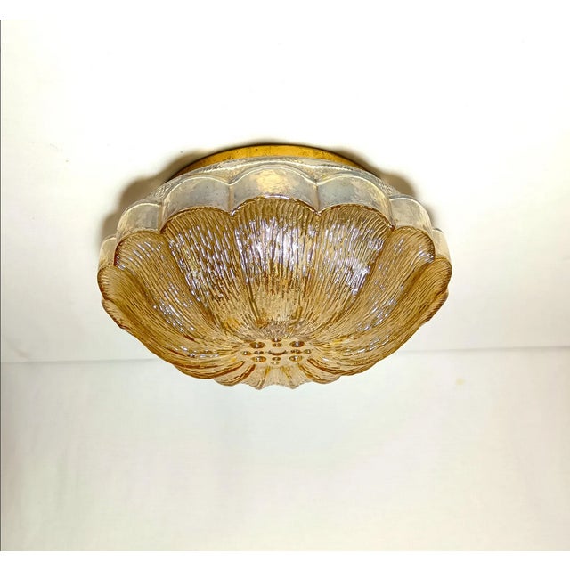 Gold Vintage Amber Glass Ceiling Lights, Set of 2 For Sale - Image 8 of 11