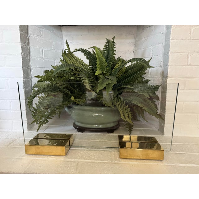 Contemporary John Lyle Pair of Polished Bronze Block Fire Screen Bases For Sale - Image 3 of 12