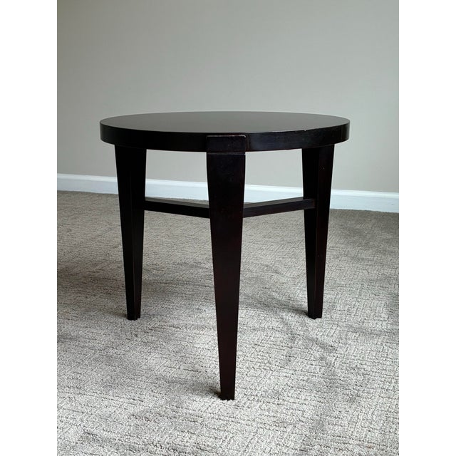 Contemporary Late 20th Century Baker Furniture Dark Wood Round Accent / Side Table For Sale - Image 3 of 6