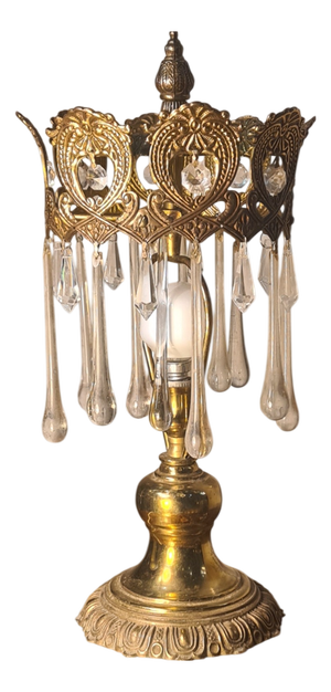 Bronze and Brass Lamp with Glass Teardrop Pendants, 1960s