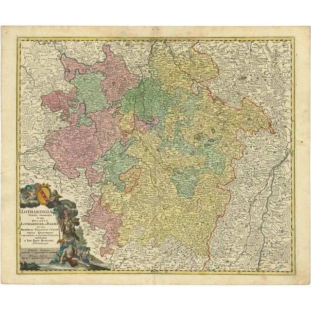 Antique Map of the Lorraine North-East France by J. B. Homann, 1720 For Sale - Image 6 of 6