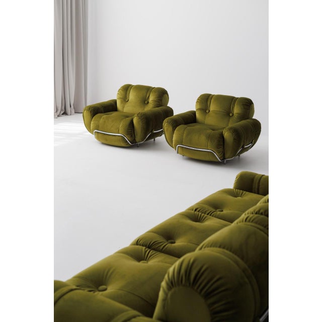 Green Sofa and Armchairs by Adriano Piazzesi, 1990s, Set of 3 For Sale - Image 8 of 9