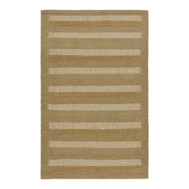 Rug & Kilim’s Scandinavian Rug with Beige and Taupe Geometric Stripes - 6x9 For Sale