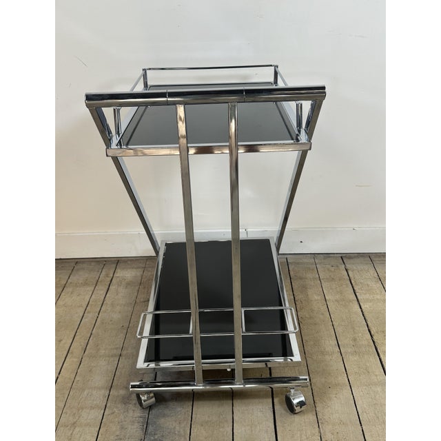 Metal Vintage Z-Line Serving Cart in Chrome and Smoked Glass, 2000s For Sale - Image 7 of 13