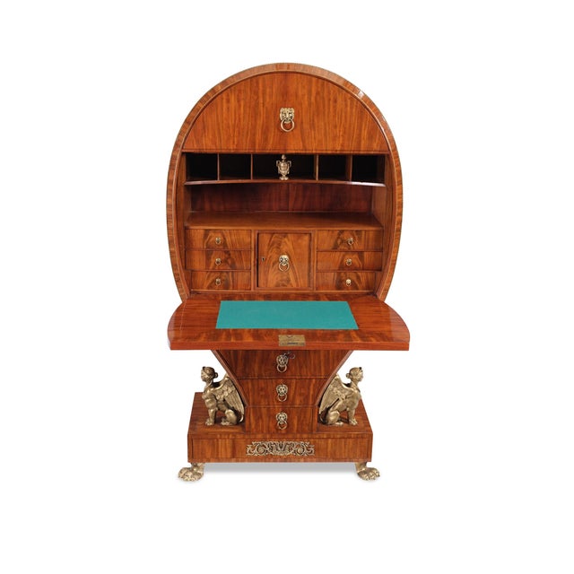 Purple Amsterdam Lyre Secretary in Mahogany on Oak, 1870s For Sale - Image 8 of 14
