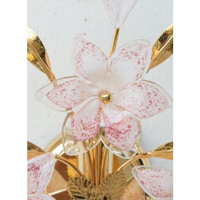 1970s Murano Wall Light Pink Flowers - Set of 2 For Sale - Image 14 of 15