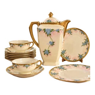1920s Art Deco Charning Czech Teapot and Plates - 10 PCS For Sale