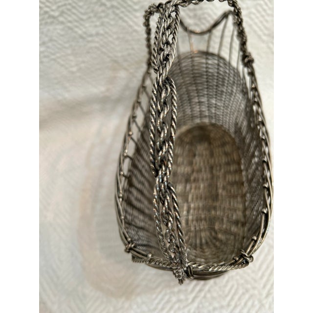 Late 20th Century Woven Silverplate Wine Bottle Caddy For Sale In New Orleans - Image 6 of 8