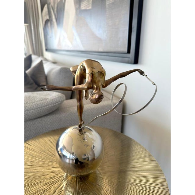 Gold Eleanor Cardozo, Ribbon on World, 2011, Bronze For Sale - Image 8 of 10