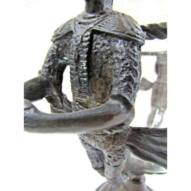 Vintage Baroque Style Case Glass Bowl With Dual Figurative Metal Handles and Stand For Sale - Image 9 of 14