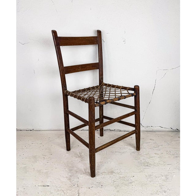 19th Century Primitive Woven Rawhide Chairs, Set of Four For Sale - Image 9 of 17