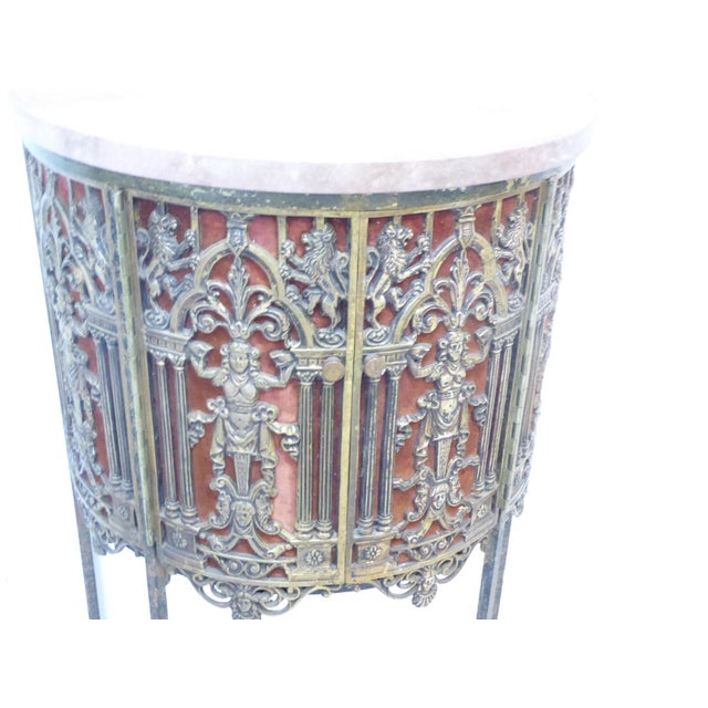 Art Deco Antique Metal Demi-Lune Cabinet For Sale - Image 3 of 4