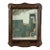 “Cabin Fern" Green Abstract Art in Antique Frame, Transitional Living Room Art by JTS For Sale