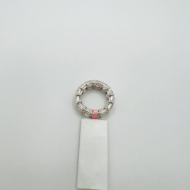 Gia .90 Carat Each Asscher Cut Diamond Eternity Band Ring 18k White Gold, Size 6.5 For Sale In Los Angeles - Image 6 of 8