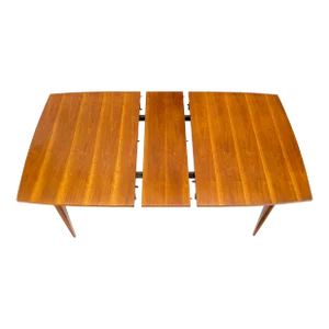 Danish American Mid-Century Modern Walnut Boat Shape Dining Table 1 Leaf