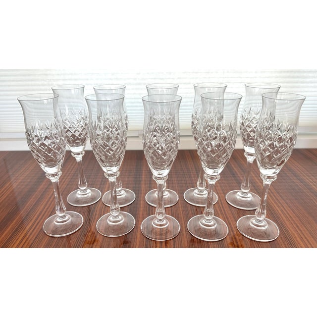 Vintage Château by Mikasa Cut Crystal and Blown Glass Champagne Flutes Set of 10 crafted from blown glass with a...