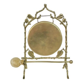 Antique English Faux Bois Brass Dinner Gong by Townshend & Co For Sale