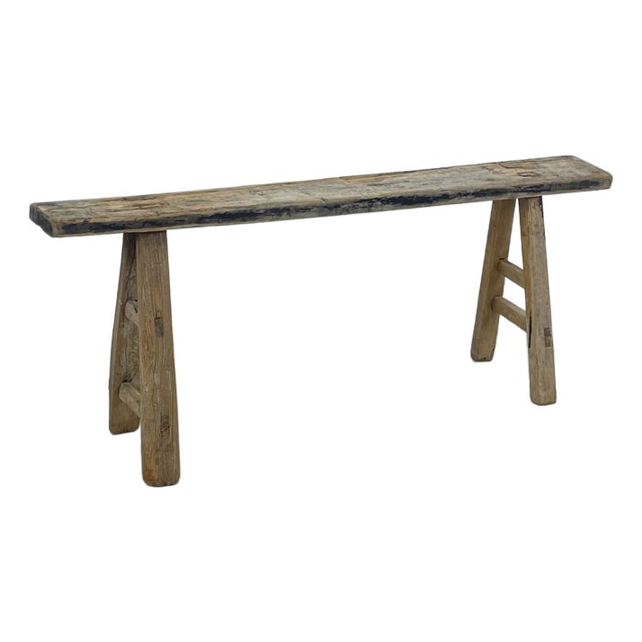 Rustic Wooden Pig Bench | Chairish