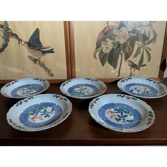 Vintage Imari Style Floral Medallion Japanese Arita Porcelain Soup Bowls – Set of 5 For Sale In Los Angeles - Image 6 of 6