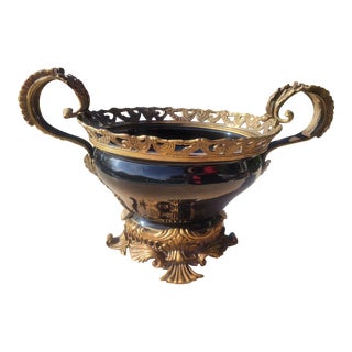 Late 20th Century Bronze and Glazed Porcelain Bowl For Sale
