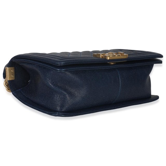 2010s Navy Quilted Caviar Old Medium Boy Handbag For Sale - Image 5 of 8