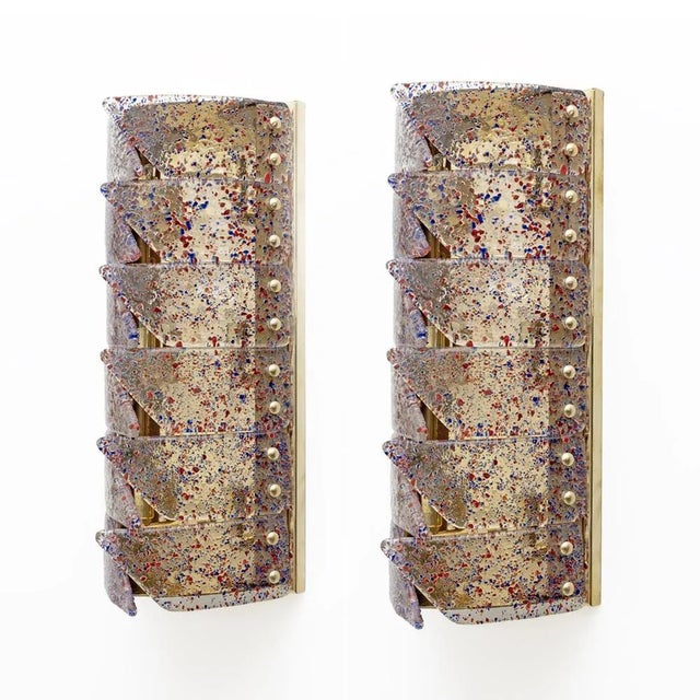 Mid-Century Modern Style Italian Murano Glass and Brass Sconces, 1980, Set of 2 For Sale - Image 11 of 11