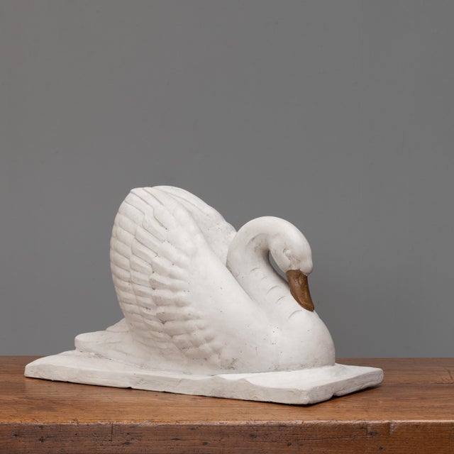 Art Deco Swan Sculpture in Paint & Plaster, 1950s For Sale - Image 4 of 10