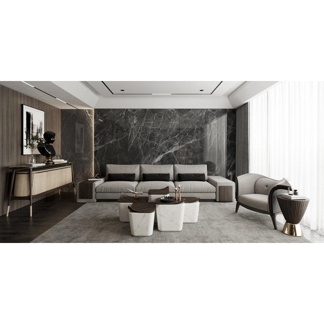 Wood Masouleh Coffee Table from Alma De Luce, Set of 3 For Sale - Image 7 of 10