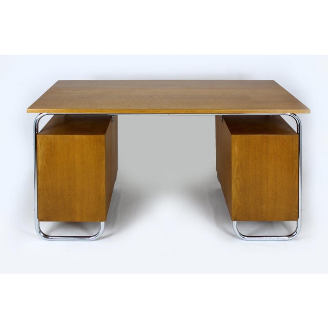 Brown Bauhaus Tubular Steel Desk from Mücke-Melder, Czechoslovakia, 1930s For Sale - Image 8 of 18