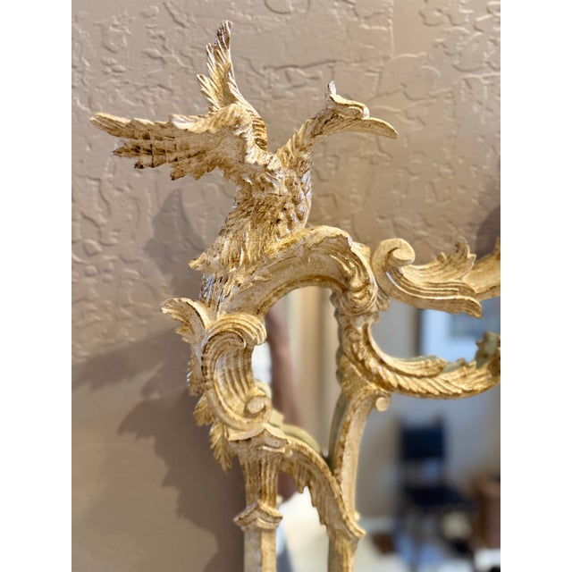 Wood Early 20th Century Chinese Chippendale Carved Gilt Wood Mirror With Ho-Ho Birds For Sale - Image 7 of 11
