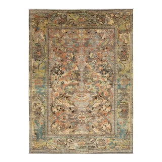 Modern Bidjar Style Transitional Wool Rug – Earthy Abstract Floral Design 10x14 For Sale