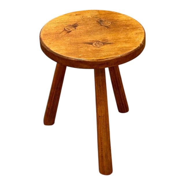 Wood Antique French Rustic Stool in Oak, 1890s For Sale - Image 7 of 7