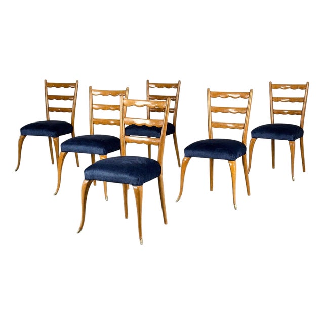 Chairs in Semi-Velvet Fabric by Paolo Buffa, 1950s, Set of 6 For Sale