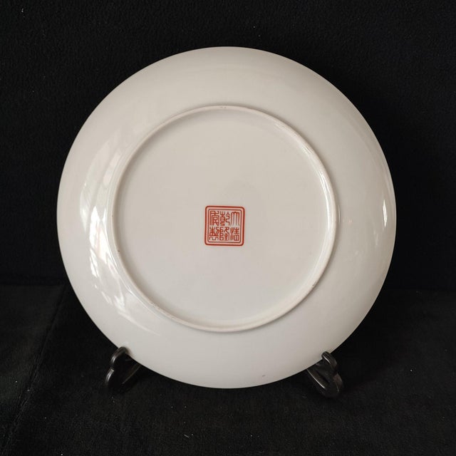 Early 20th Century Chinese Ceramic Plate,Famille Rose Porcelain Plate Hand Painted Hundreds Cranes Pattern For Sale - Image 5 of 10