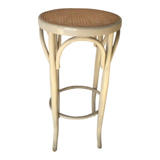 Vintage Bentwood Thonet Caned Stool For Sale