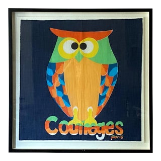 Andrianna Shamaris Framed Courrèges Owl Scarf from Paris France For Sale
