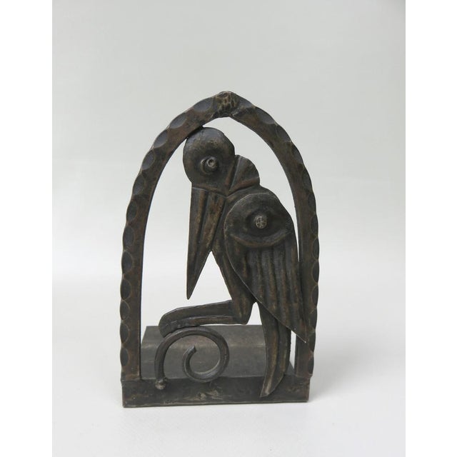 Art Nouveau Wrought Iron Book Supports Marabu in the style of Edgar Brandt, 1890s, Set of 2 For Sale - Image 13 of 18