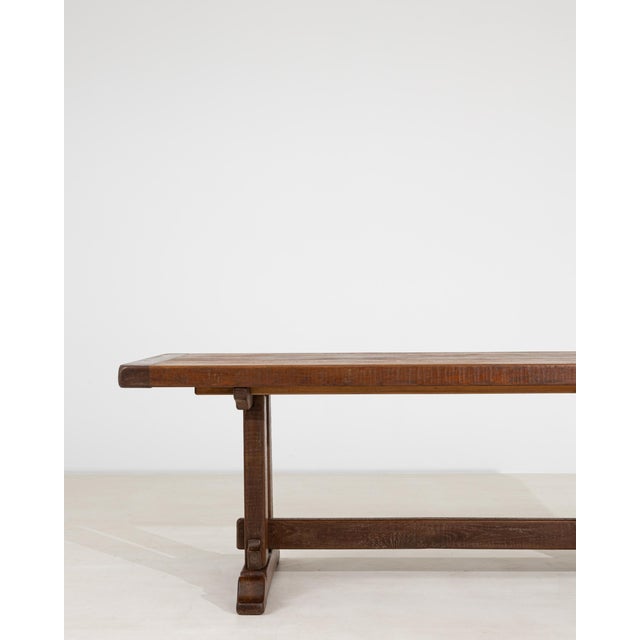 Oak Trestle Dining Table in Original Patina, Antique, France, Circa 1970 For Sale - Image 11 of 11
