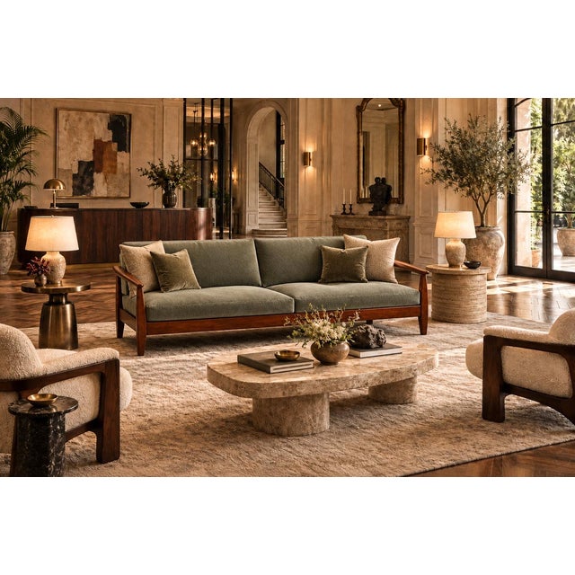 Brazilian Modern Sofa in Rosewood and Celadon Mohair, Attributed to Jean Gillon, Brazil, 1960s - Lot 703 For Sale - Image 16 of 18