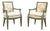 Extraordinary Pair of Antique French Louis XVI Style Painted Armchairs For Sale