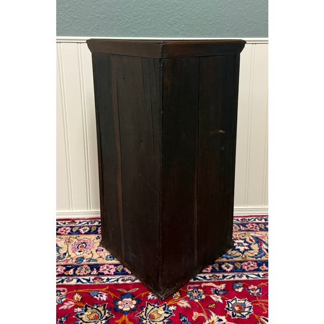 Antique English Corner Cabinet Carved Oak Hanging Wall Cabinet Storage c.1920s For Sale - Image 18 of 18