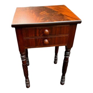 Antique Sheraton Mahogany and Flame Mahogany 2 Drawer Stand Early 19Th Century For Sale